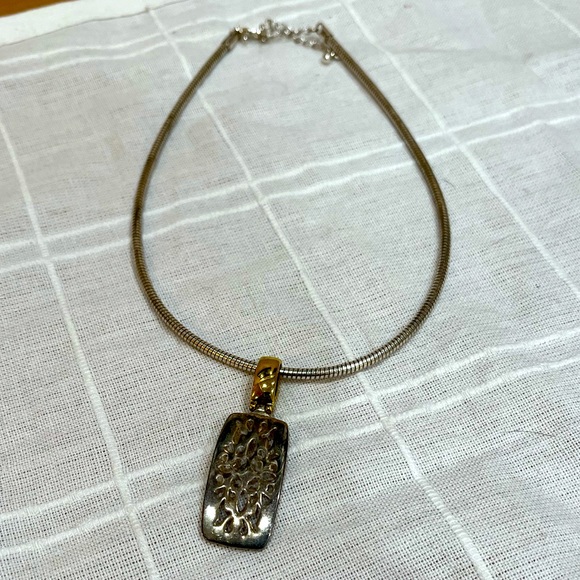 BRIGHTON Silver Choker style Necklace with a touch of gold - Picture 2 of 6